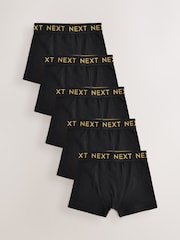 Black with Gold Waistband Trunks 5 Pack (1.5-16yrs) - Image 1 of 9