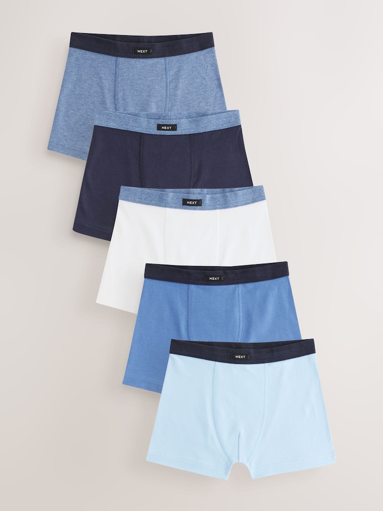 Blue Soft Waistband Trunks 5 Pack (1.5-16yrs) - Image 1 of 9 Blue Soft Waistband Trunks 5 Pack (1.5-16yrs) - Image 1 of 9