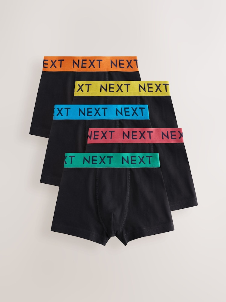 Black with Varsity Waistband Trunks 5 Pack (1.5-16yrs) - Image 1 of 9