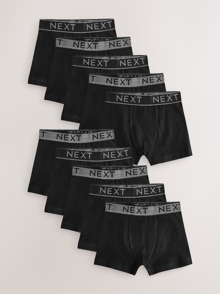Black with Grey Waistband Trunks 10 Pack (1.5-16yrs) - Image 1 of 5