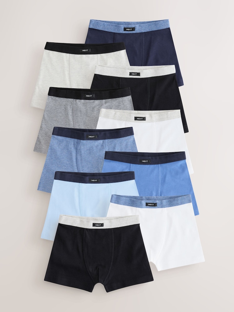 Blue/Grey Soft Waistband Trunks 10 Pack (2-16yrs) - Image 1 of 14 Blue/Grey Soft Waistband Trunks 10 Pack (2-16yrs) - Image 1 of 14