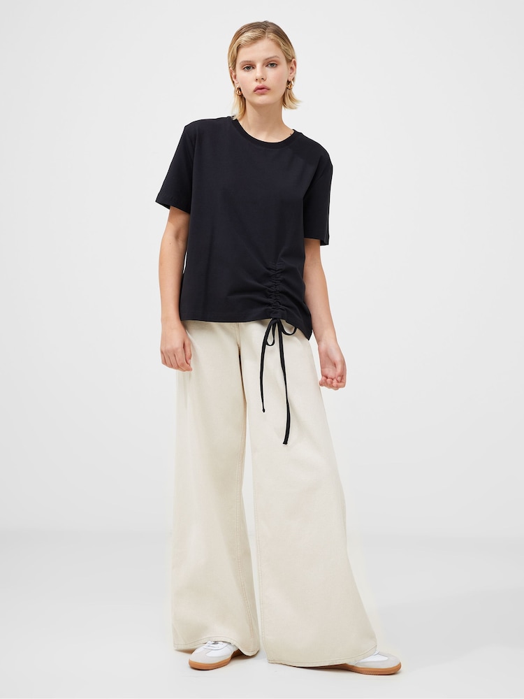 French Connection White Cotton Rallie Ruched T-Shirt - Image 1 of 4