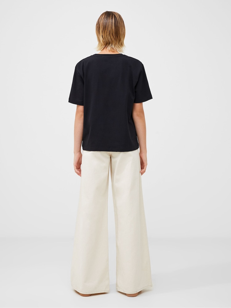 French Connection White Cotton Rallie Ruched T-Shirt - Image 2 of 4