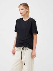 French Connection White Cotton Rallie Ruched T-Shirt - Image 3 of 4