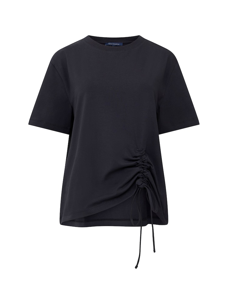 French Connection White Cotton Rallie Ruched T-Shirt - Image 4 of 4