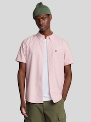 Lyle & Scott Pink Short Sleeve Lightweight Slub Oxford Shirt - Image 1 of 4
