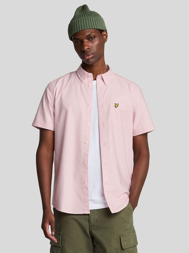 Lyle & Scott Pink Short Sleeve Lightweight Slub Oxford Shirt - Image 1 of 4