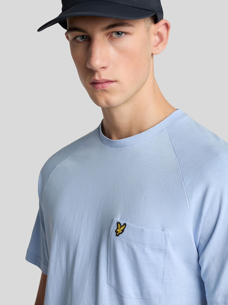 Lyle & Scott Blue Linen Blend Raglan T-Shirt - Image 4 of 4