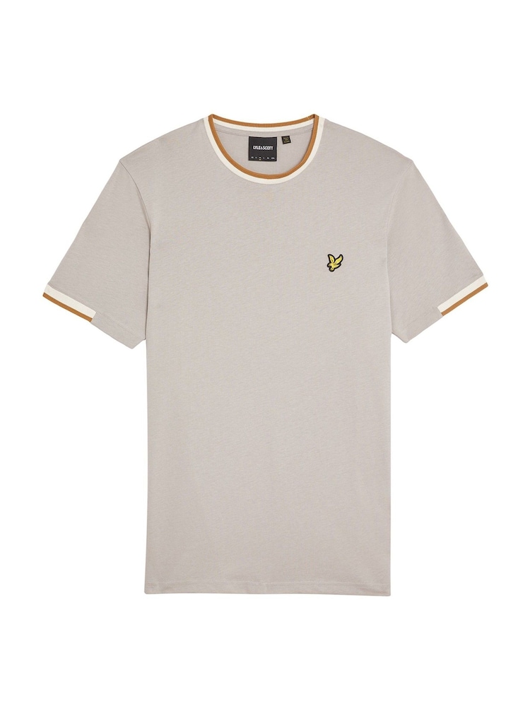 Lyle & Scott Grey Cotton Half Tipped T-Shirt - Image 5 of 5 Lyle & Scott Grey Cotton Half Tipped T-Shirt - Image 5 of 5