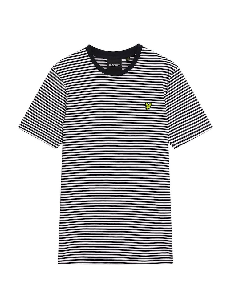 Lyle & Scott Blue Linen Blend Breton Stripe T-Shirt - Image 5 of 5 Lyle & Scott Blue Linen Blend Breton Stripe T-Shirt - Image 5 of 5