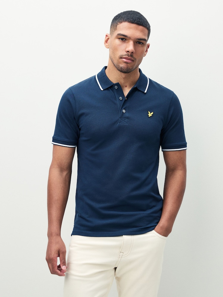 Lyle & Scott Blue Tipped Polo Shirt - Image 1 of 5 Lyle & Scott Blue Tipped Polo Shirt - Image 1 of 5