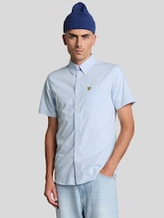 Lyle & Scott Blue Slim Fit Cotton Short Sleeve Gingham Shirt - Image 1 of 4