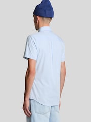 Lyle & Scott Blue Slim Fit Cotton Short Sleeve Gingham Shirt - Image 3 of 4