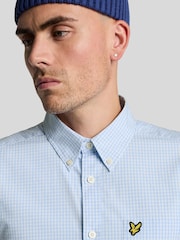 Lyle & Scott Blue Slim Fit Cotton Short Sleeve Gingham Shirt - Image 4 of 4