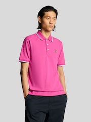 وردي داكن - قميص بولو بحواف من Lyle & Scott - صورة 1 من 5
