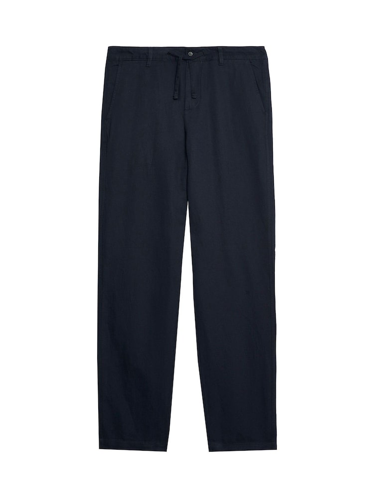 Lyle & Scott Blue Linen Blend Drawstring Trouser - Image 5 of 5