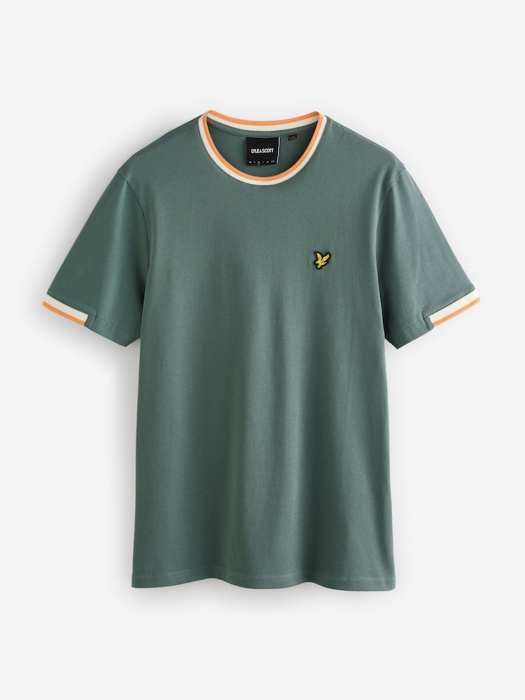Зелений - Lyle & Scott Cotton Half Tipped футболки - Image 5 of 5