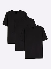 River Island Black Muscle Fit 100% Cotton T-Shirts 3 Pack - Image 1 of 5