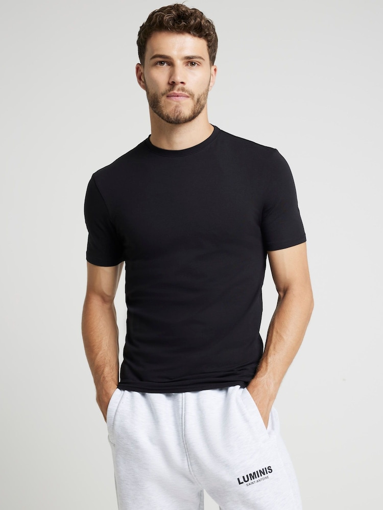 River Island Black Muscle Fit 100% Cotton T-Shirts 3 Pack - Image 2 of 5