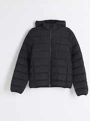 River Island Black Quilted Hooded Coat - Image 5 of 6