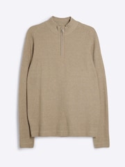 River Island Natural Waffle Quarter Zip Jumper - Image 5 of 6