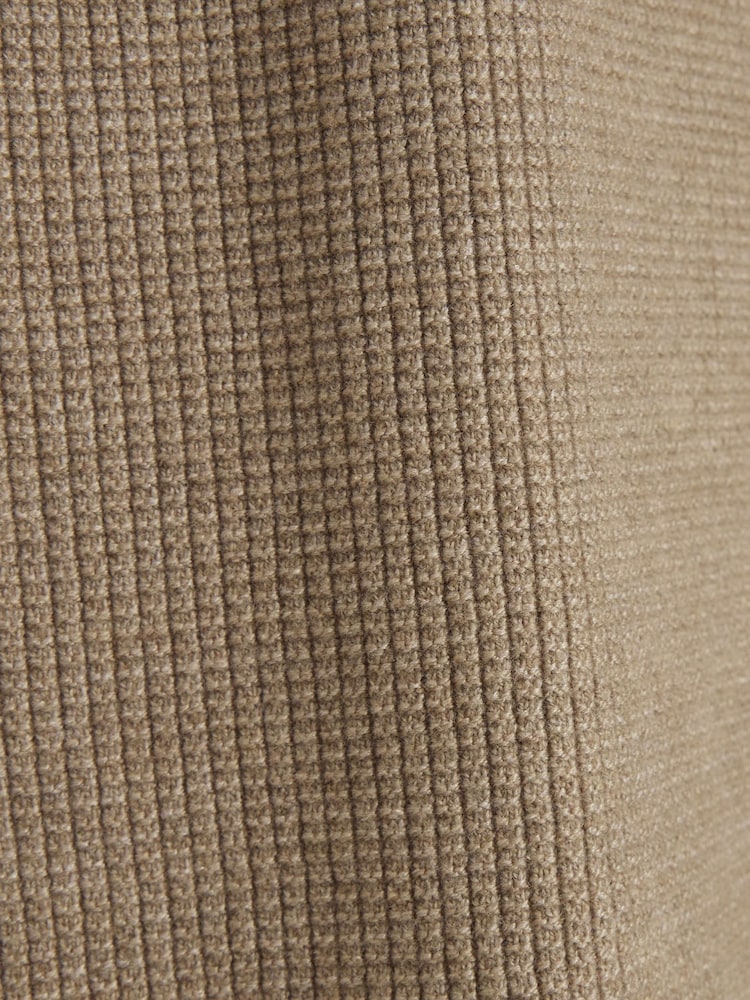 River Island Natural Waffle Quarter Zip Jumper - Image 6 of 6