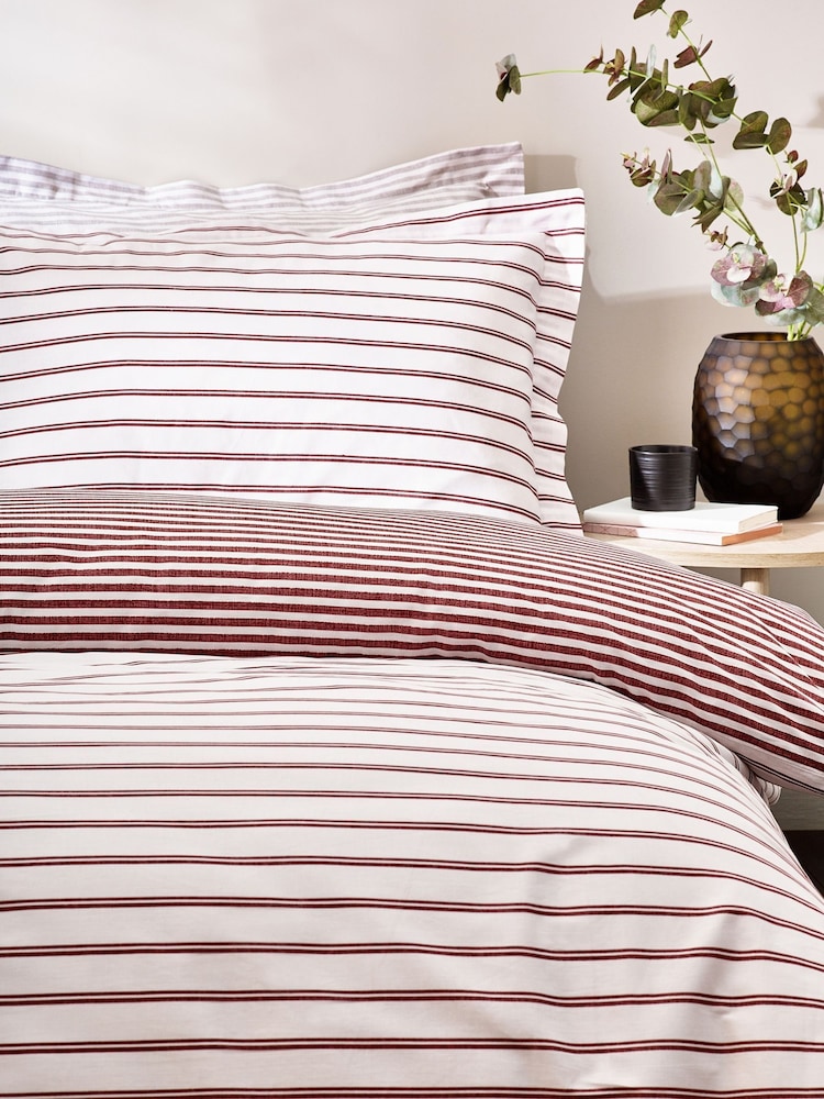 Yard Fired Brick Bramham Stripe 100% Cotton Duvet Set - Image 1 of 3