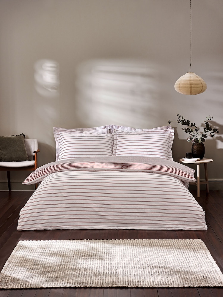 Yard Fired Brick Bramham Stripe 100% Cotton Duvet Set - Image 2 of 3