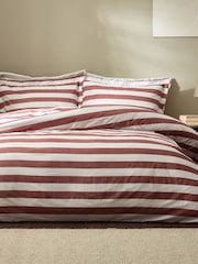 Yard Fired brick Red Leyburn Stripe 100% Cotton Duvet Set - Image 2 of 3