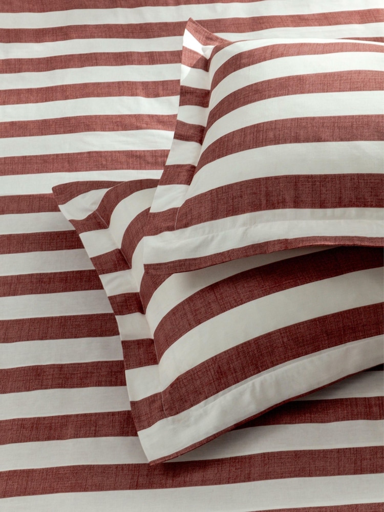 Yard Fired brick Red Leyburn Stripe 100% Cotton Duvet Set - Image 3 of 3