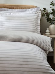 Yard Taupe Bramham Stripe 100% Cotton Duvet Set - Image 1 of 3
