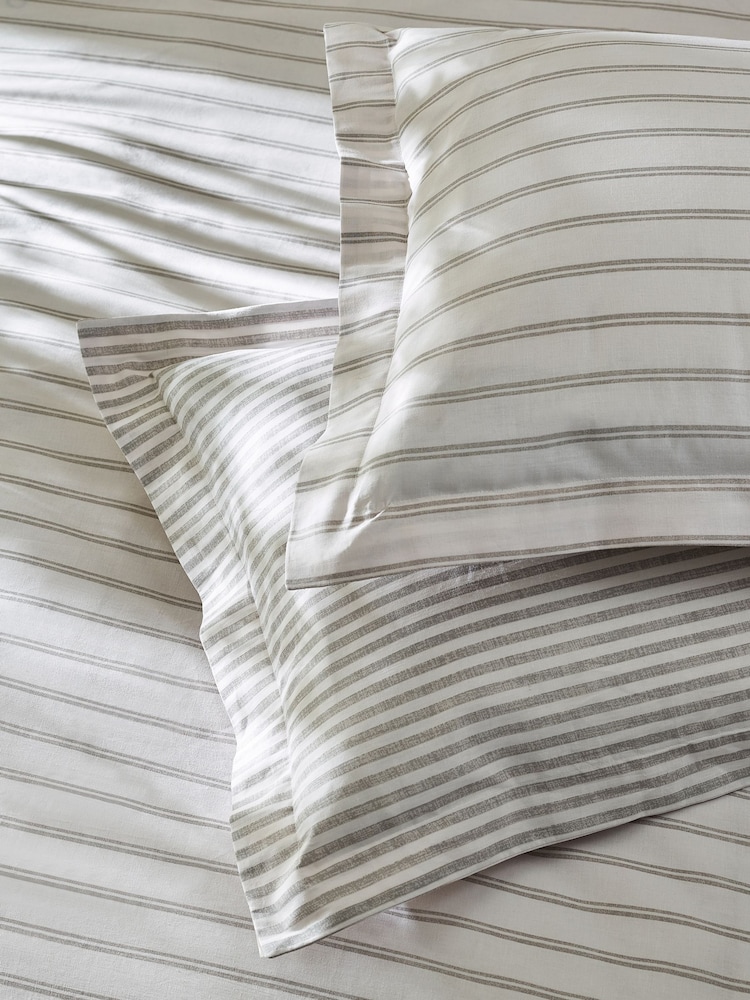 Yard Taupe Bramham Stripe 100% Cotton Duvet Set - Image 3 of 3