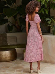 Sosandar – Midi-Kleid mit Blumendruck und Engelsärmeln - Bild 4 von 5