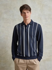 Ten Paces Navy Jacquard Regular Fit Polo Shirt - Image 2 of 7