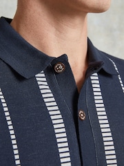 Ten Paces Navy Jacquard Regular Fit Polo Shirt - Image 5 of 7