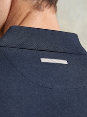 Ten Paces Navy Jacquard Regular Fit Polo Shirt - Image 6 of 7