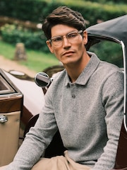 Ten Paces Grey Herringbone Polo Shirt - Image 1 of 7
