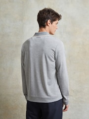 Ten Paces Grey Check Knitted Zip Neck Long Sleeve Polo Shirt - Image 3 of 6
