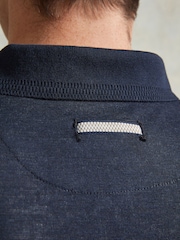 Ten Paces Navy Jacquard Knitted Regular Fit Polo Shirt - Image 6 of 7