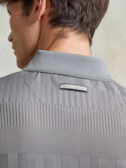 Ten Paces Grey Knitted Textured Zip Neck Regular Fit Polo Shirt - Image 4 of 6