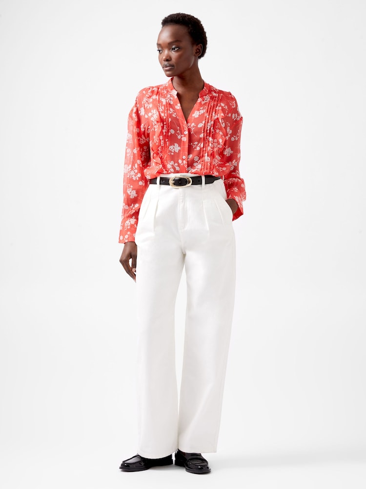French Connection Red Alessandra Crinkle Blouse - Image 1 of 4
