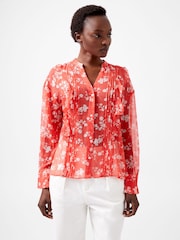 French Connection Red Alessandra Crinkle Blouse - Image 3 of 4