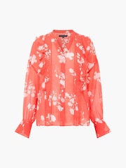 French Connection Red Alessandra Crinkle Blouse - Image 4 of 4