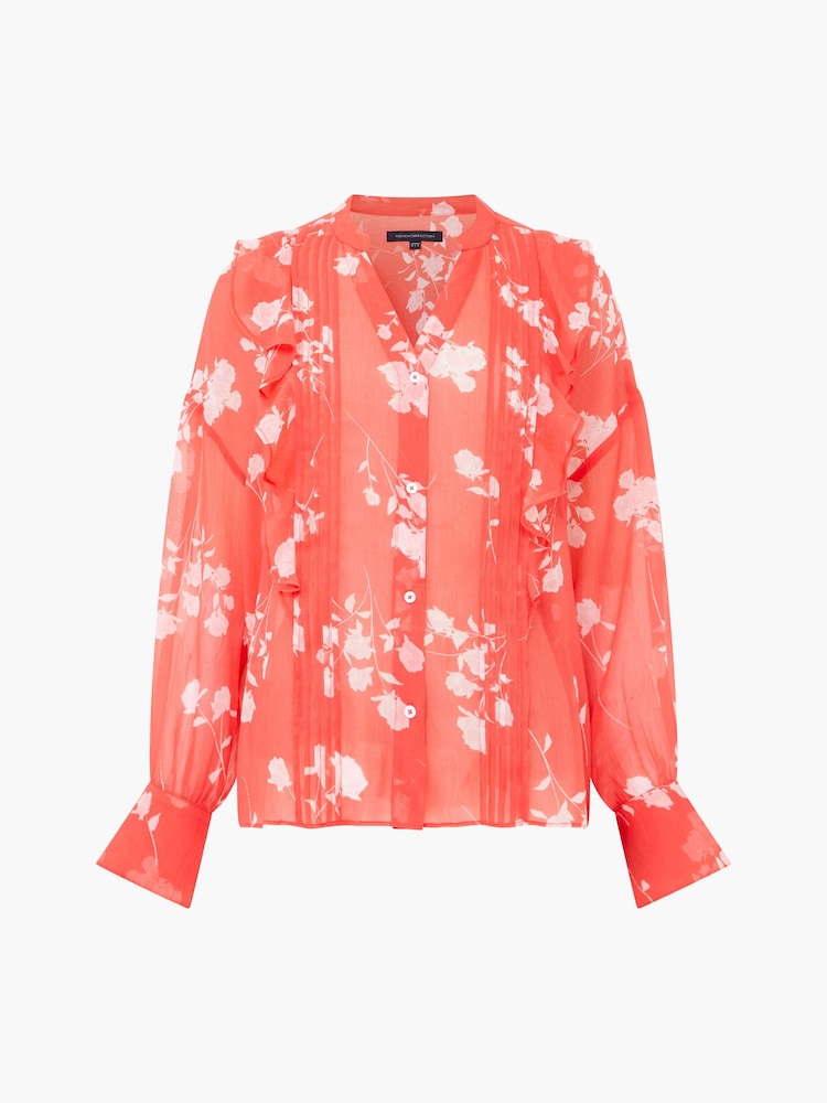 French Connection Red Alessandra Crinkle Blouse - Image 4 of 4