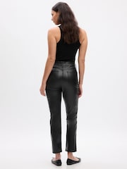 Gap Black High Waisted Slim Fit Faux Leather Vintage Trousers - Image 2 of 5