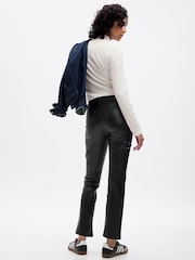 Gap Black High Waisted Slim Fit Faux Leather Vintage Trousers - Image 4 of 5