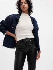 Gap Black High Waisted Slim Fit Faux Leather Vintage Trousers - Image 5 of 5