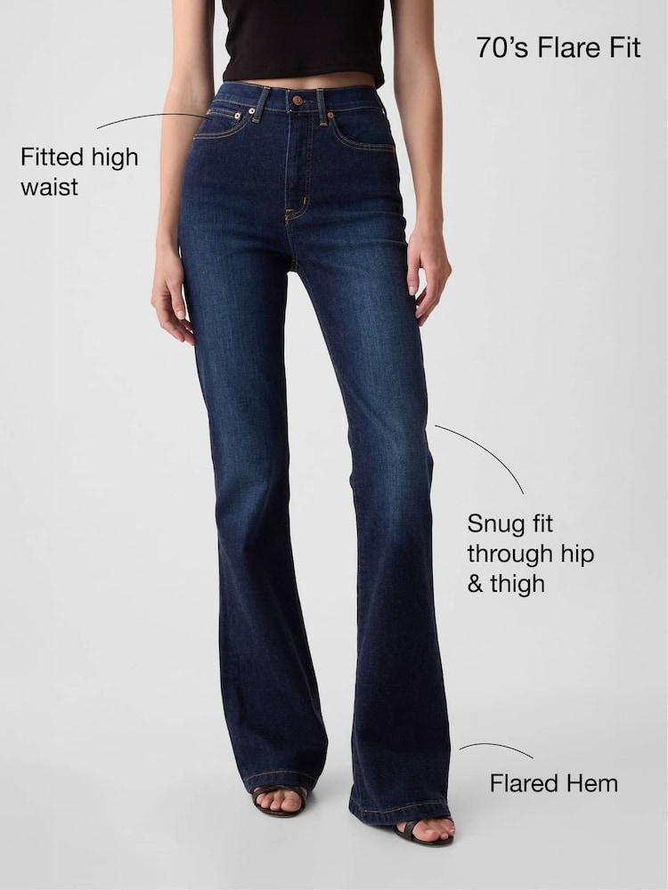 Gap Blue High Waisted 70s Flare Jeans - Image 2 of 10