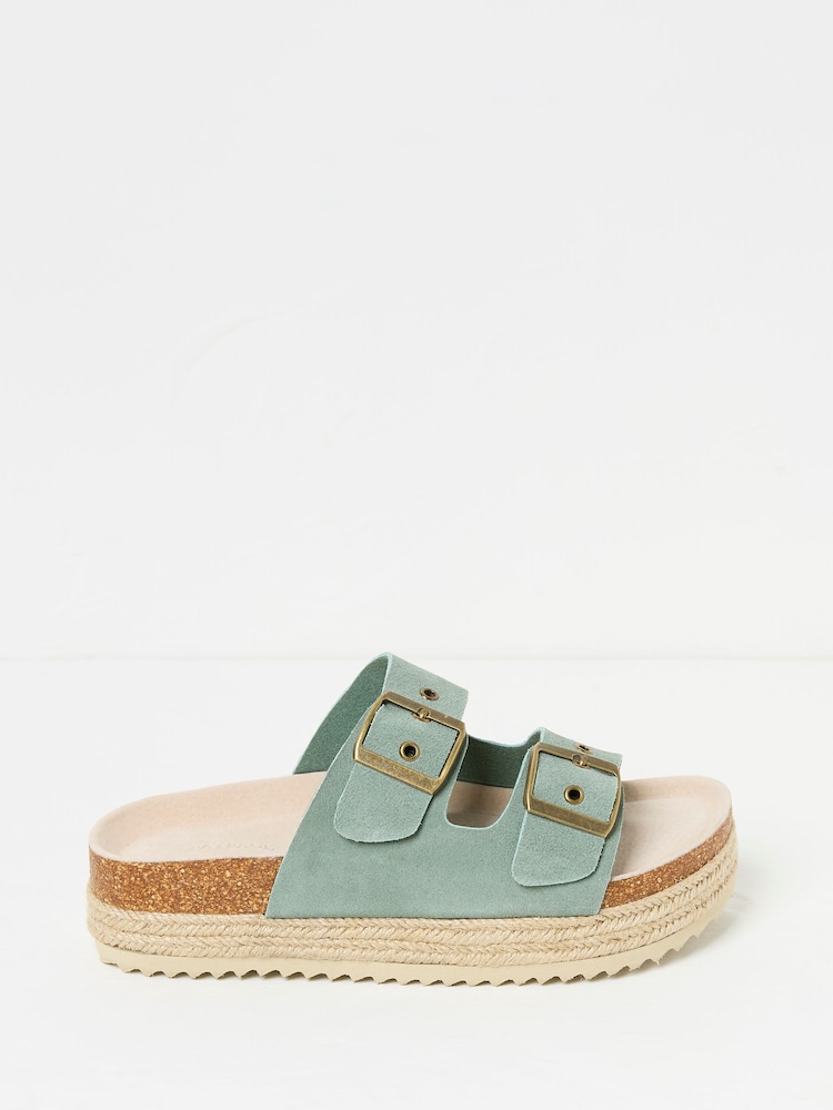 FatFace Meldon Green Haze Flatform Sandal - Image 1 of 3