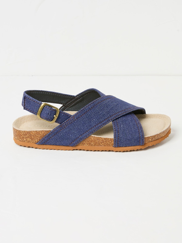 FatFace Denim Crossover Strap Footbed Sandal - Image 1 of 3